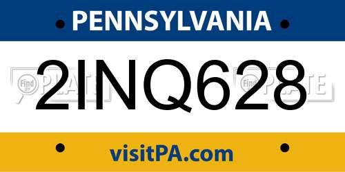 2INQ628 Pennsylvania License Plate