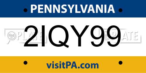 2IQY99 Pennsylvania License Plate