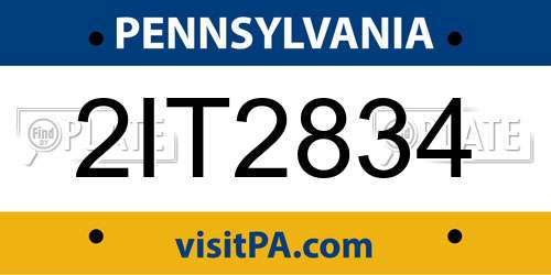 2IT2834 Pennsylvania License Plate