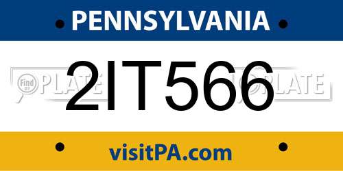 2IT566 Pennsylvania License Plate