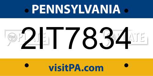 2IT7834 Pennsylvania License Plate