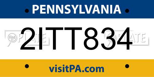 2ITT834 Pennsylvania License Plate