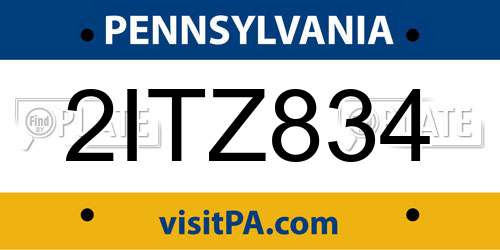 2ITZ834 Pennsylvania License Plate
