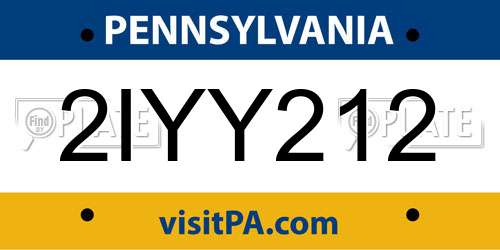 2IYY212 Pennsylvania License Plate