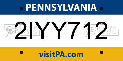 2IYY712 Pennsylvania License Plate