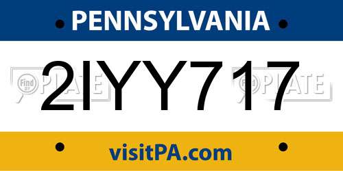 2IYY717 Pennsylvania License Plate