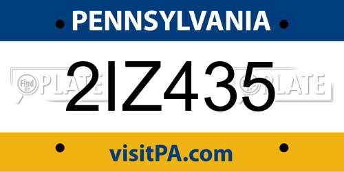 2IZ435 Pennsylvania License Plate