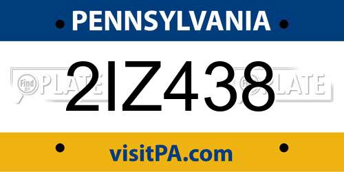 2IZ438 Pennsylvania License Plate