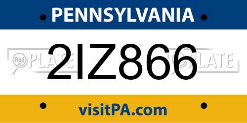 2IZ866 Pennsylvania License Plate