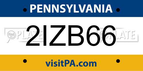 2IZB66 Pennsylvania License Plate