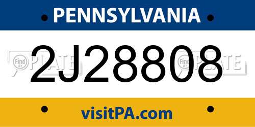 2J28808 Pennsylvania License Plate