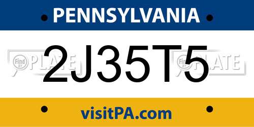 2J35T5 Pennsylvania License Plate