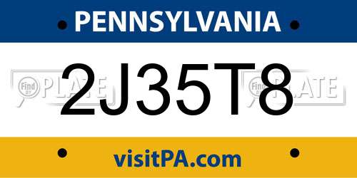 2J35T8 Pennsylvania License Plate