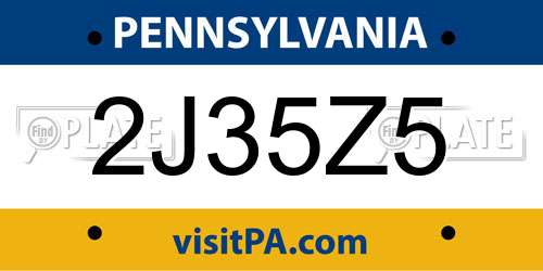 2J35Z5 Pennsylvania License Plate