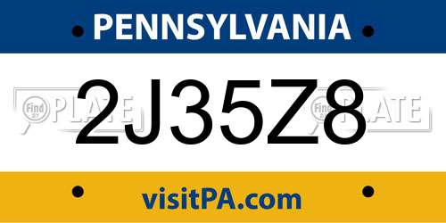 2J35Z8 Pennsylvania License Plate