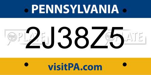 2J38Z5 Pennsylvania License Plate