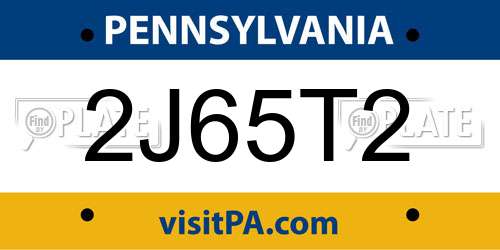 2J65T2 Pennsylvania License Plate