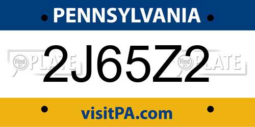 2J65Z2 Pennsylvania License Plate