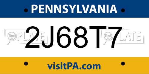 2J68T7 Pennsylvania License Plate