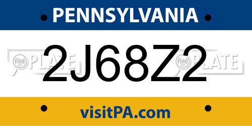 2J68Z2 Pennsylvania License Plate