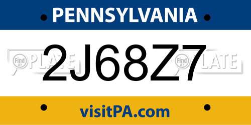 2J68Z7 Pennsylvania License Plate