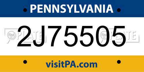 2J75505 Pennsylvania License Plate