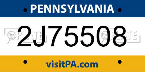 2J75508 Pennsylvania License Plate