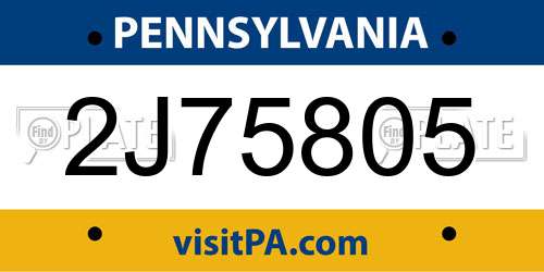 2J75805 Pennsylvania License Plate