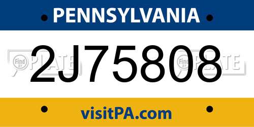 2J75808 Pennsylvania License Plate