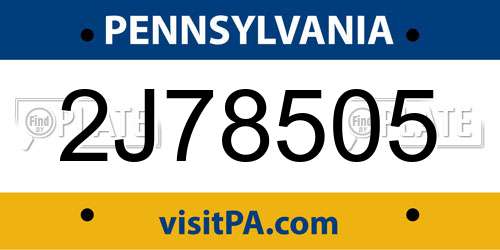 2J78505 Pennsylvania License Plate