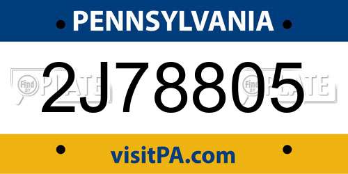 2J78805 Pennsylvania License Plate