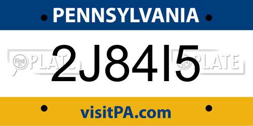 2J84I5 Pennsylvania License Plate