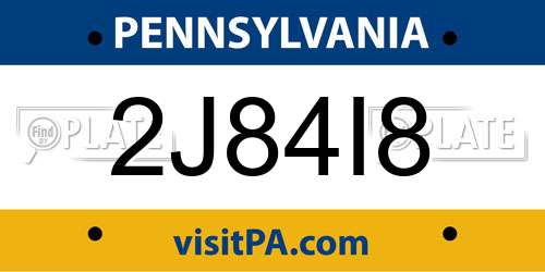 2J84I8 Pennsylvania License Plate