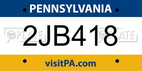 2JB418 Pennsylvania License Plate