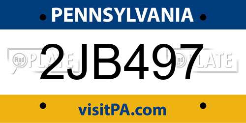 2JB497 Pennsylvania License Plate
