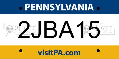 2JBA15 Pennsylvania License Plate
