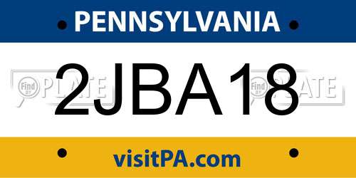 2JBA18 Pennsylvania License Plate