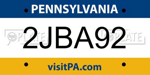 2JBA92 Pennsylvania License Plate