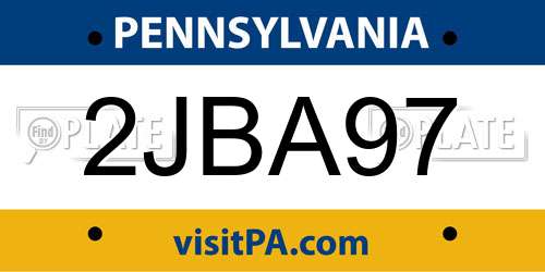 2JBA97 Pennsylvania License Plate