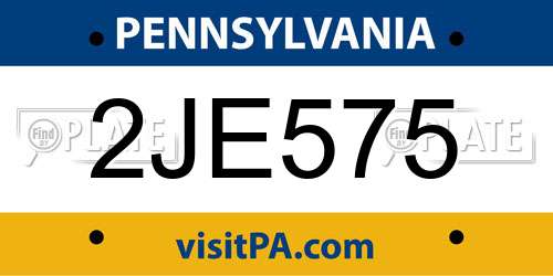 2JE575 Pennsylvania License Plate