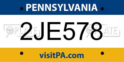 2JE578 Pennsylvania License Plate