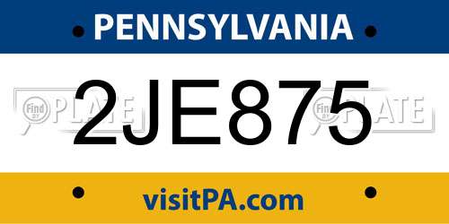 2JE875 Pennsylvania License Plate