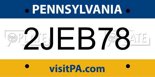 2JEB78 Pennsylvania License Plate