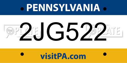 2JG522 Pennsylvania License Plate