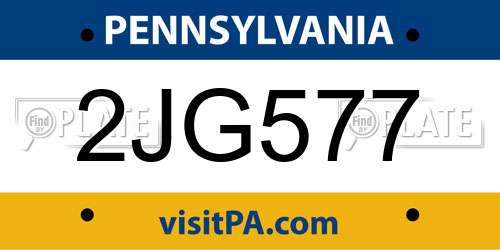 2JG577 Pennsylvania License Plate