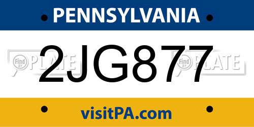 2JG877 Pennsylvania License Plate