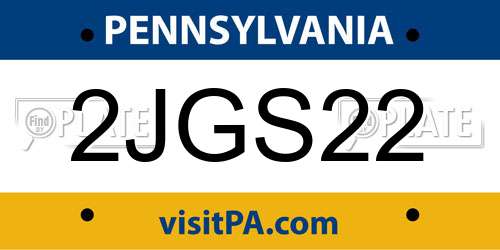 2JGS22 Pennsylvania License Plate