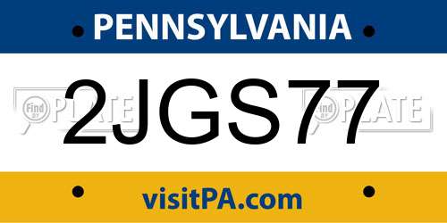 2JGS77 Pennsylvania License Plate