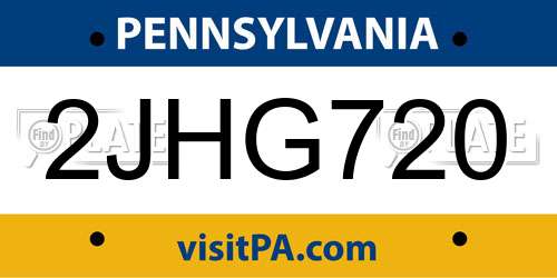 2JHG720 Pennsylvania License Plate