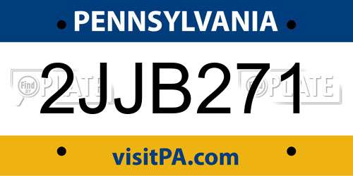 2JJB271 Pennsylvania License Plate